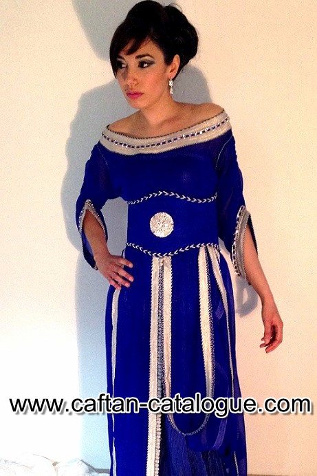 Caftan velours bleu chic