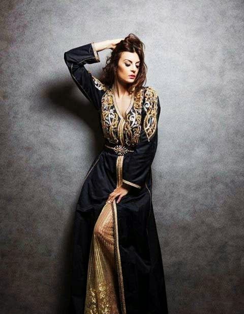 caftan noir dorée mode 2016